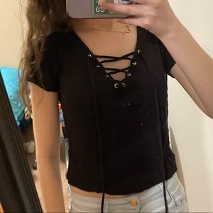 black shirt with string